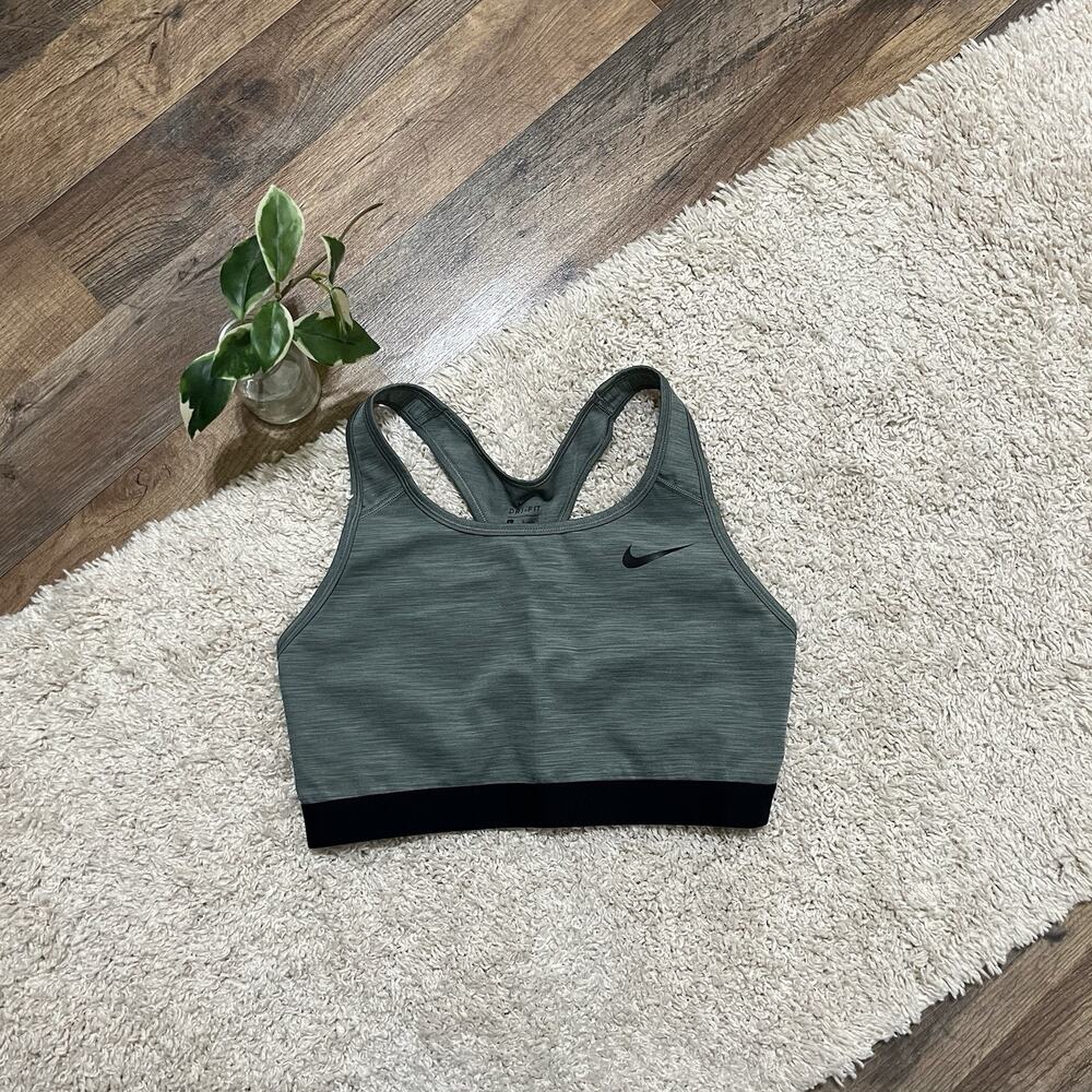 Nike Dri-Fit Size Large Gray Black Heather Racerback Sports Bra